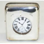 C19th nickel plated open faced top wind Goliath pocket watch, white enamel Roman dial with