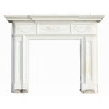 Victorian Coalbrookdale cast iron Adam style breakfront fire surround, mantel with three panel