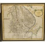Robert Morden C17th map of Lincolnshire, later hand coloured, 38cm x 43cm, and The Road from