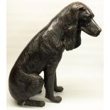 Large patinated hollow bronze model of a seated hound, H60cm