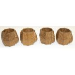 Peter "Rabbitman" Heap of Wetwang - set of four oak octagonal napkin rings, carved with signature
