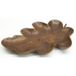 Yorkshire carved oak dish in the form of an oak leaf, L35cm W25cm
