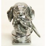 C20th Louis Lejeune style chromed metal car mascot, modelled as a head and neck retriever with