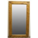 Stewart Linford Furniture - an oak wall mirror, rectangular bevelled plate in burr frame with rose