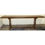 Robert "Mouseman" Thompson of Kilburn - large oak refectory style dining table, the adzed pegged