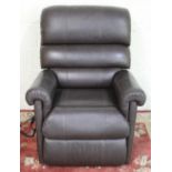 Lazboy electric rise and recline arm chair upholstered in brown leather