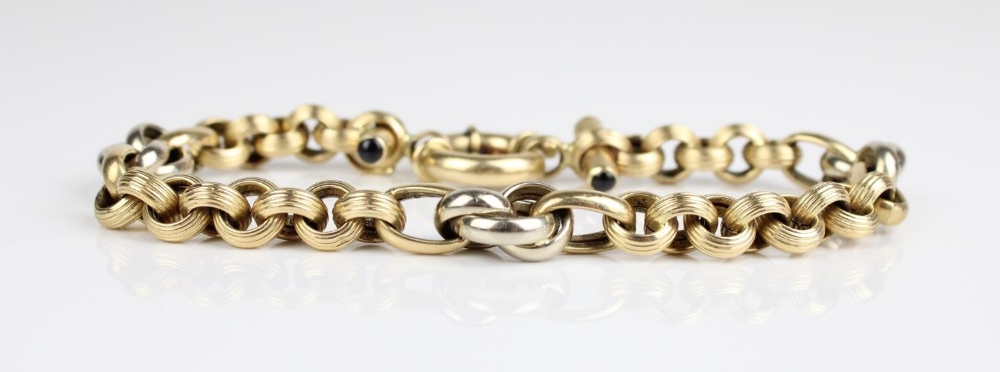 14ct yellow gold belcher chain bracelet, stamped ATASAY 585, L21cm, 18.0g