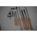 Collection of heavy duty sheet metal spinning tools, no makers marks