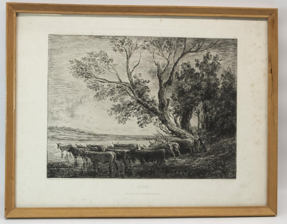 Charles-Francois Daubigny (French, 1817-1878); Le Gue, monochrome etching No.201, Sarazin Paris, - Image 2 of 3