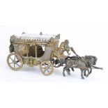 Late C19th French small casket or thimble holder in the form of a gilt metal carriage, bevelled