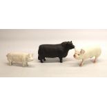 Beswick Aberdeen Angus Bull no. 1562 in matte finish, H11.5cm, Beswick Boar no. 1453A in matte