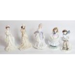 Five Coalport figures - Golden Age Charlotte Royal Debut ltd. ed. 8586/12500, H22cm, La Belle Epoque