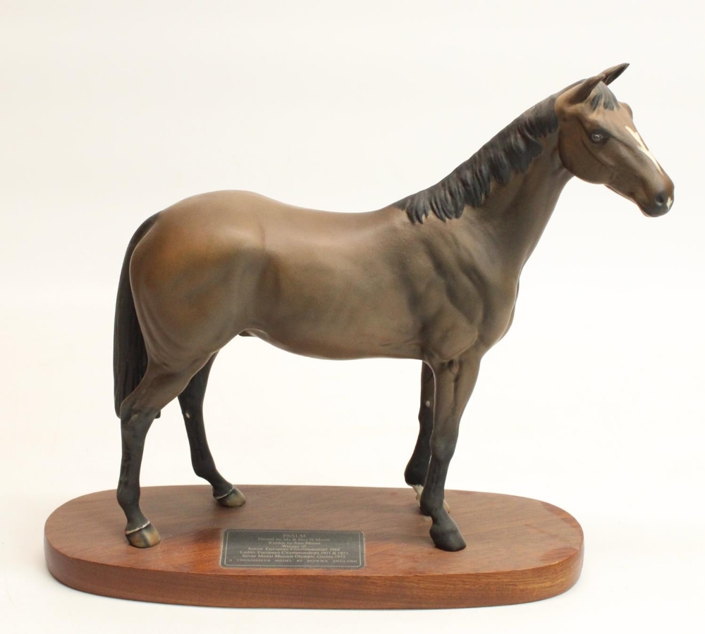 Beswick Connoisseur model of racehorse Psalm, on wooden plinth, H29cm