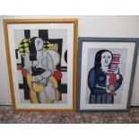 Two modern Fernand Leger prints, and two similar prints 87cm x 59cm max (4)