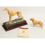 Royal Doulton greyhound figure, Mick The Miller, DA214, H20cms, on plinth, with certificate, and a
