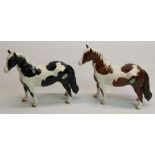 Two Beswick pinto ponies, piebald and skewbald, model #1373 (2)
