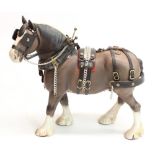 Beswick Clydesdale horse in working harness, #2645, matte glaze, H26cm