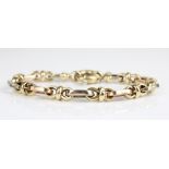 Yellow metal large chain link bracelet, stamped 585, L22.5cm, 22.8g