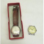 1960's Ultra hand wound wristwatch with signed silvered dial, applied hour indices and central