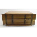 Edwardian golden oak canteen of six drawers, W42cm D30.5cm H20.5cm