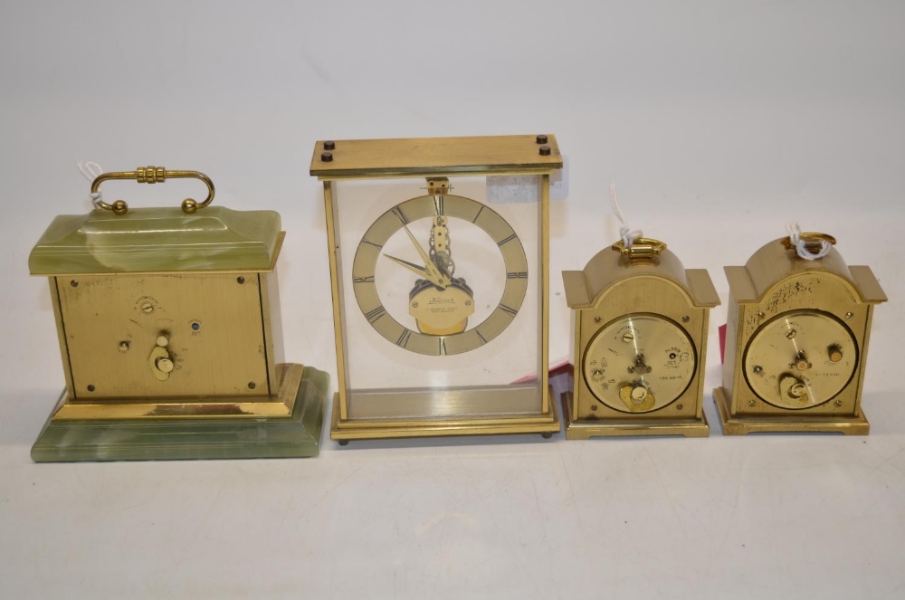 Swiza onyx and brass 8 day mantel clock with alarm, signed dial with applied silvered chapter - Image 2 of 2