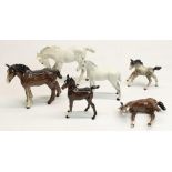 Beswick foals: three bay and three grey, max. H11cm (6)