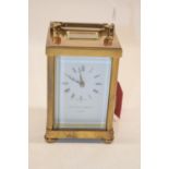 Matthew Norman, London, C20th brass cased carriage timepiece with signed white Roman dial, signed 11