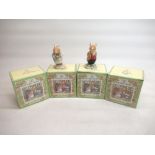 Four Royal Doulton Brambly Hedge figures, Lord Woodmouse, DBH4, Primrose Woodmouse DBH8, Wilfred