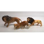 Beswick Lion - standing no. 2554B H18cm, Beswick Lion - facing left no. 2089 H14.5cm, Beswick