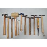 Collection of high quality vintage hammers from Sykes-Pickavant, GS etc and a rubber mallet by Thor.