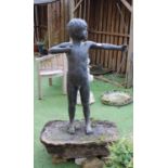 Brian Alabaster "Tom With Bow" lifesize cast bronze statue of a young male archer in natural form.