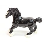 Beswick Collectors Club BCC 1996, cantering shire horse, black, gloss, model #975, limited edition