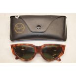 Vintage Ray-Ban Bausch & Lomb onyx tortoiseshell rimmed sunglasses, lens marked with Bausch & Lomb