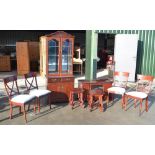 Rossmore mahogany finish dining suite comprising: extending dining table, four chairs, TV stand