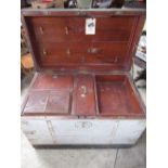 Gieve, Matthews and Seagrove Ltd metal bound painted naval chest, the interior fitted with a