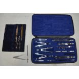 Cased Richter drafting/drawing set L9E and another vintage drawing set
