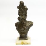 After G Vander Straeten, C20th patinated bronze bust of a Lady, inset with stamp for Bellman & Ivey,