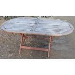 Wooden garden table with folding legs, L180cm approx