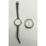 Early C20th Longines silver cushion cased hand wound wristwatch, signed white Roman dial with