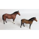 Beswick brown Quarter Horse model 2186 and a brown New Forest Pony