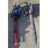 Ryobi petrol leaf blower and a MacAllister petrol hedge trimmer