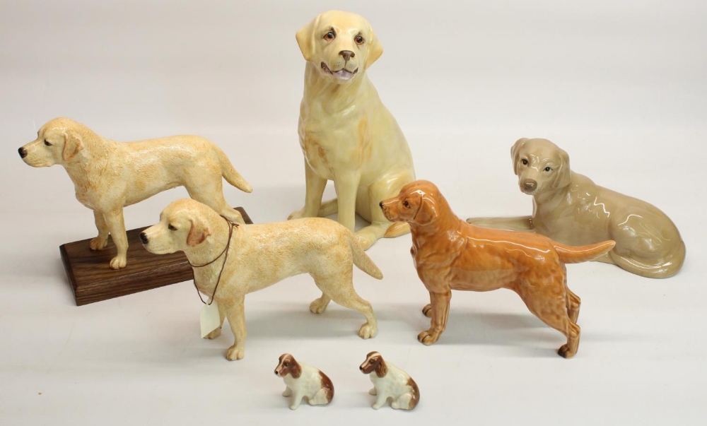 Various dog figurines, mostly yellow Labradors, including two Border Fine Arts, A6206, H20cm (7)