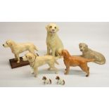 Various dog figurines, mostly yellow Labradors, including two Border Fine Arts, A6206, H20cm (7)