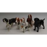 Royal Doulton dogs: Cocker Spaniel with pheasant HN1028, H13cm, Spaniel HN1036, black Labrador
