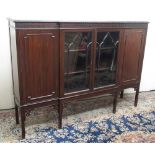 Geo.III style mahogany breakfront display cabinet with two astragal glazed and two panel doors,