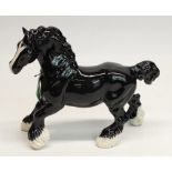 Beswick Collectors Club BCC 1996, cantering shire horse, black, gloss, model #975, limited edition