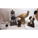 Widdop Bingham & Co Ltd moulded resin equestrian table lamp H31cm, Charles Rennie MackIntosh