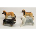 Beswick Corgi Ch. Black Prince, Afghan Hound Ch. Hajubah of Davlen (2) and a John Beswick Old