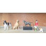 Sherratt & Simpson Golden Labrador with game on shaped base H13cm, and a collection of other resin