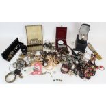 Selection of costume jewellery, Emporio Armani watch and a Dietert Core Hardness Gauge